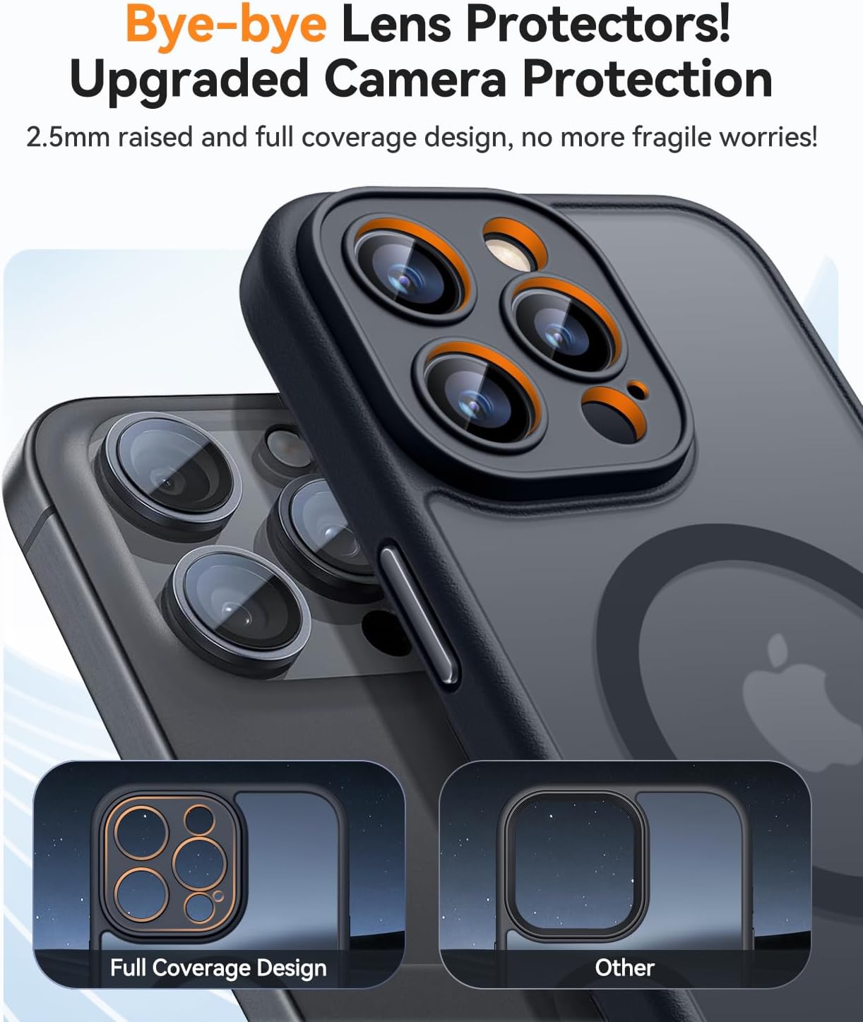 Magnetic Protective Case for iPhone 14 Pro (6.1 Inch) - Upgraded Full Camera Protection, MagSafe Compatible, Translucent Matte Finish, Shockproof - Black