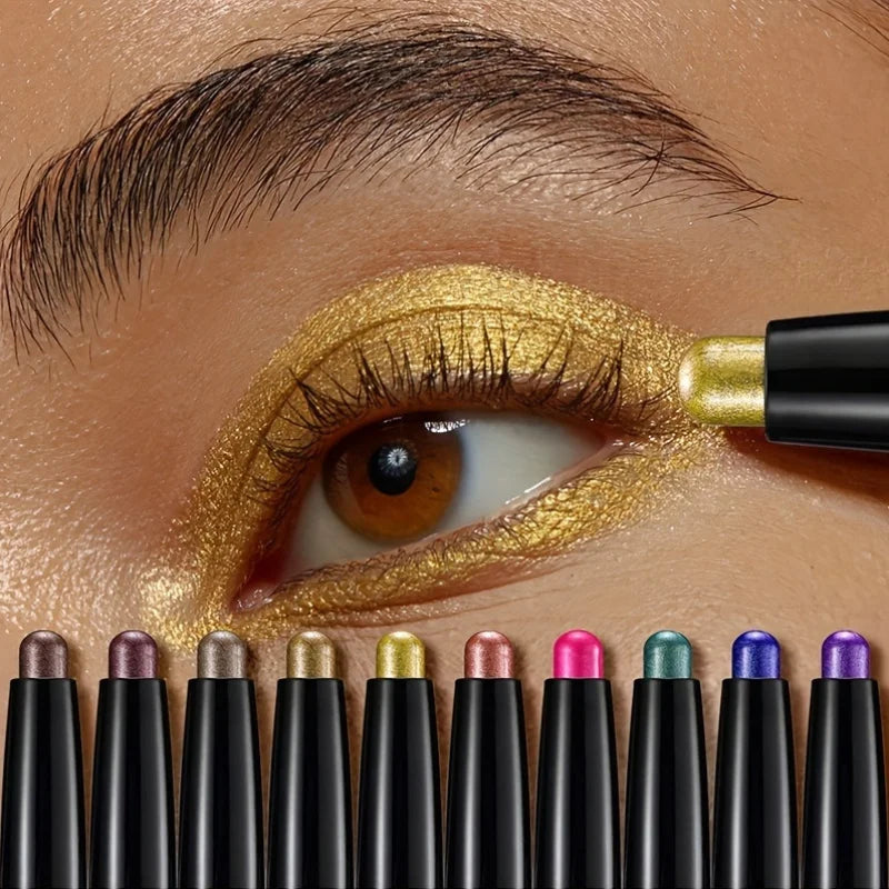 Brown Neutral Metal Eye Shadow Stick, Magic Color Cream Shimmer Crayon, Eye Whitening Stick, Highlight Pen, Eyeliner Pen