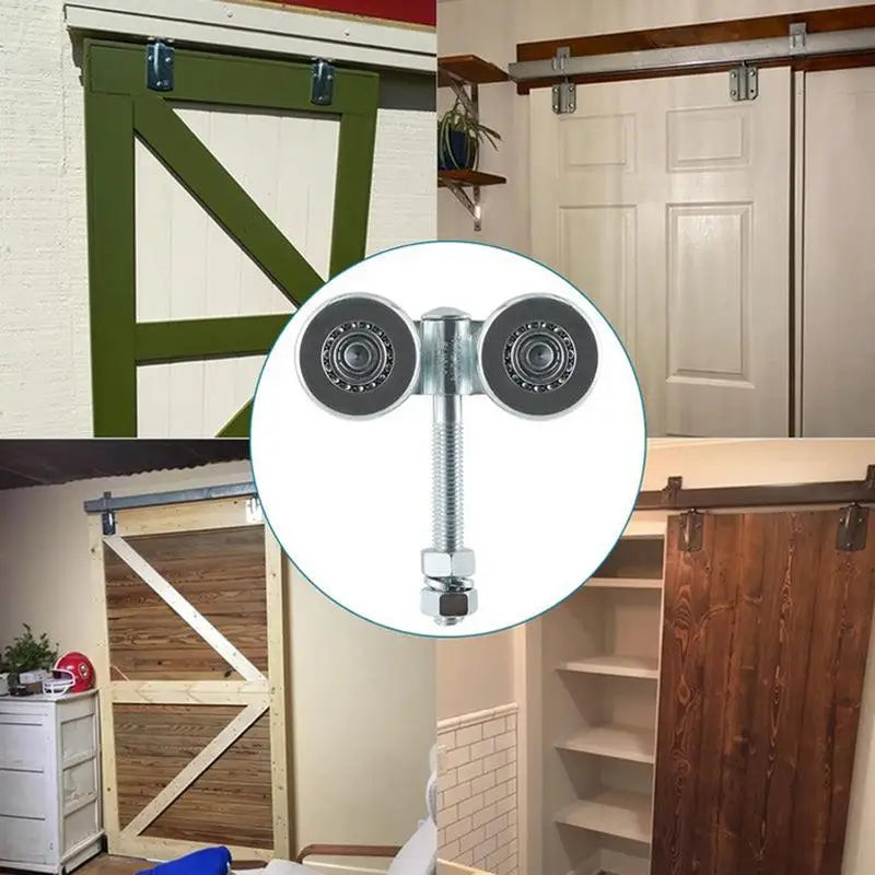 Hanging Sliding Track Wheel Barn Door Rollers 4 Wheel Trolley Assembly Roller Heavy Duty Sliding Door Hanger Labor Saving Tool
